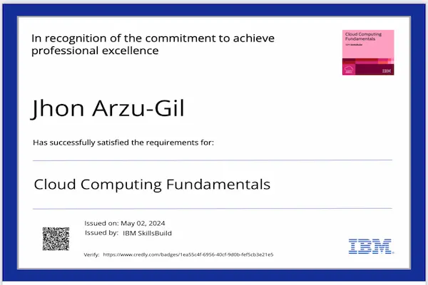 Cloud Computing Fundamentals provides a strong foundational understanding of cloud technologies, service models, and deployment strategies. Through this course, I gained knowledge in:
Core service models: IaaS, PaaS, and SaaS
Cloud deployment models: Public, Private, Hybrid, and Community Clouds
Virtualization concepts: Including hypervisors, containers, and virtual machines
Scalability and elasticity: How cloud platforms automatically adjust resources to meet demand
Cloud security: Basics of data protection, compliance, and shared responsibility
Billing and pricing models: Understanding how cloud services are metered and charged

This foundational knowledge underpins my ability to evaluate, architect, and deploy cloud-based solutions that are scalable, cost-effective, and aligned with business needs.